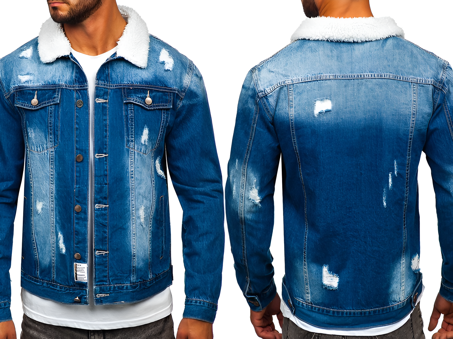 Granatowa jeansowa kurtka męska typu trucker