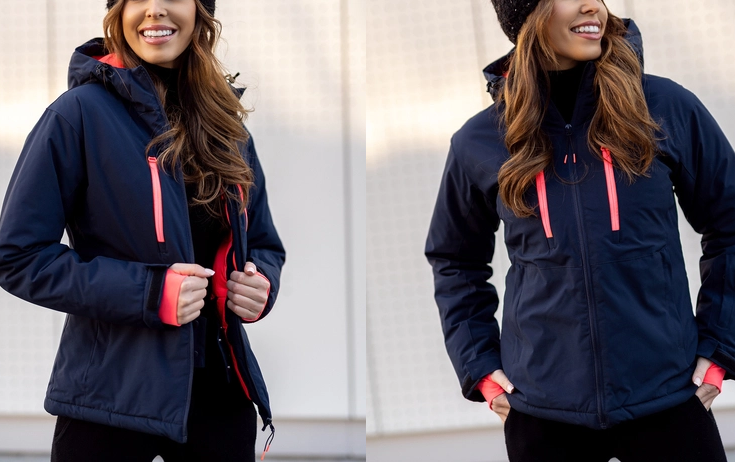 Czerwona kurtka zimowa damska sportowa