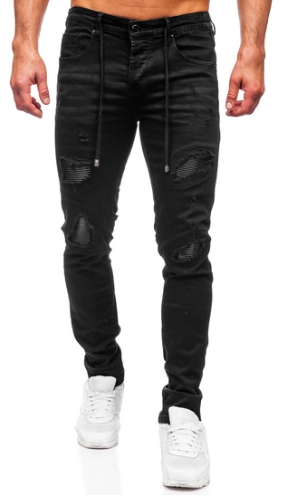 Czarne spodnie jeansowe męskie regular fit