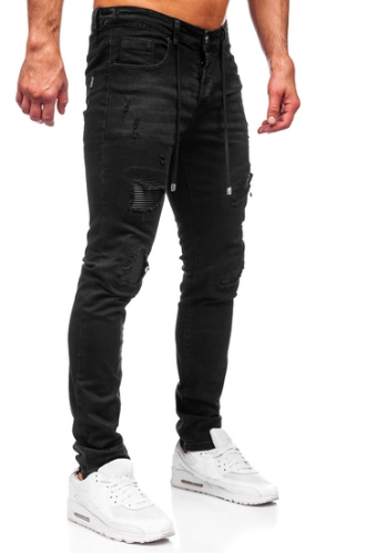 Czarne spodnie jeansowe męskie regular fit