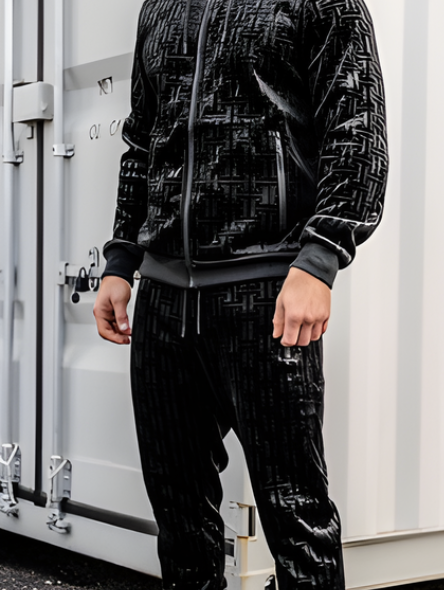 Dres męski welurowy czarny