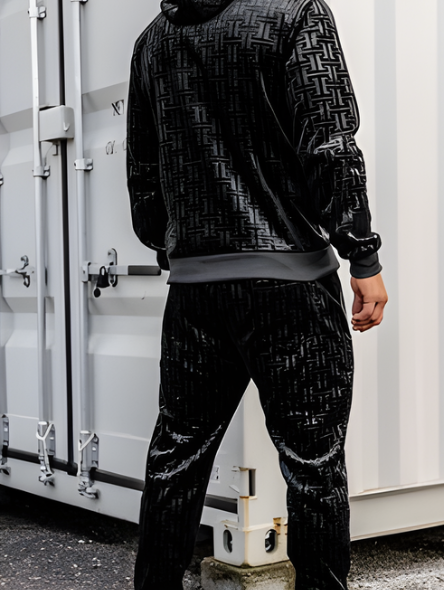 Dres męski welurowy czarny