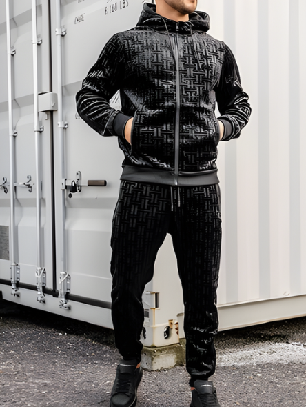 Dres męski welurowy czarny