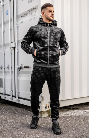 Dres męski welurowy czarny